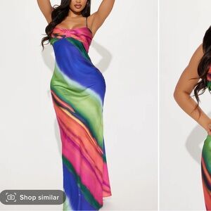 Wishing For Me Satin Maxi Dress - Multi